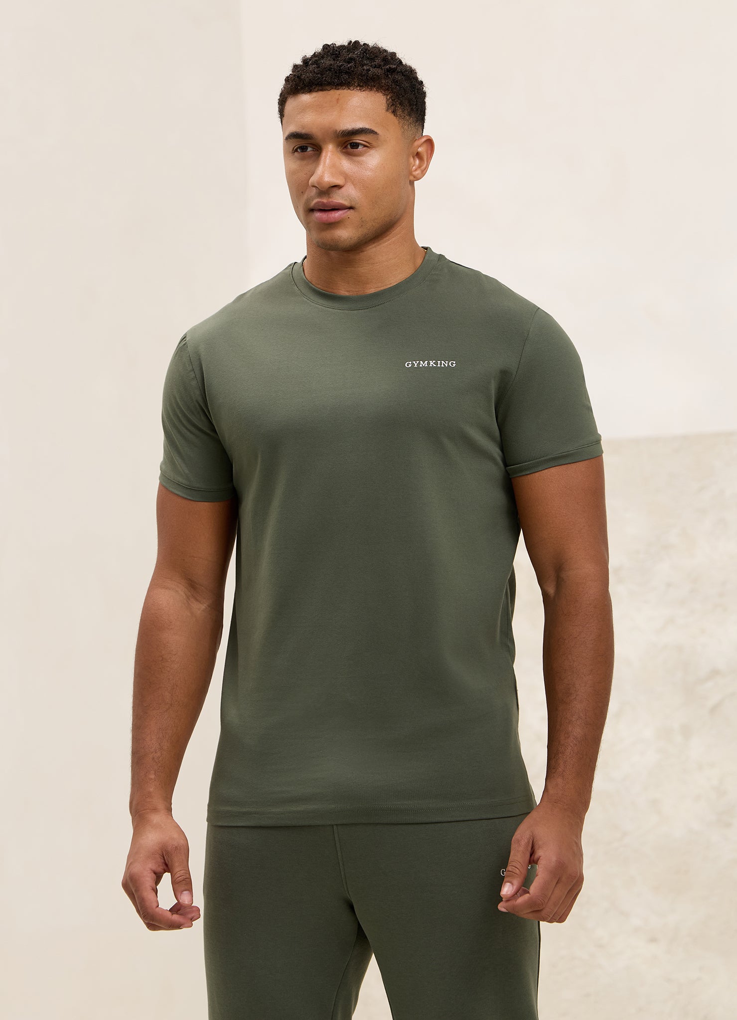 Gym King Fundamental Linear Tee - Deep Olive