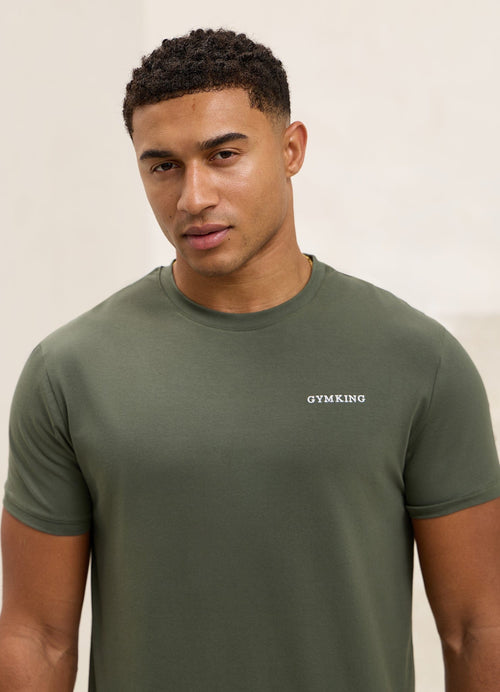 Gym King Fundamental Linear T-Shirt - Deep Olive