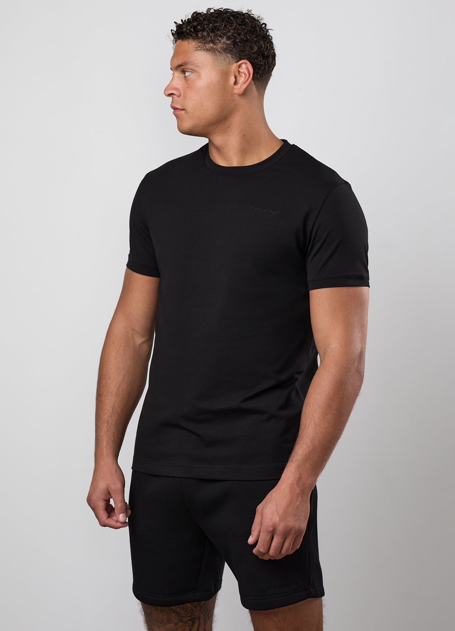 Gym King Fundamental Linear Tee - Black/Black