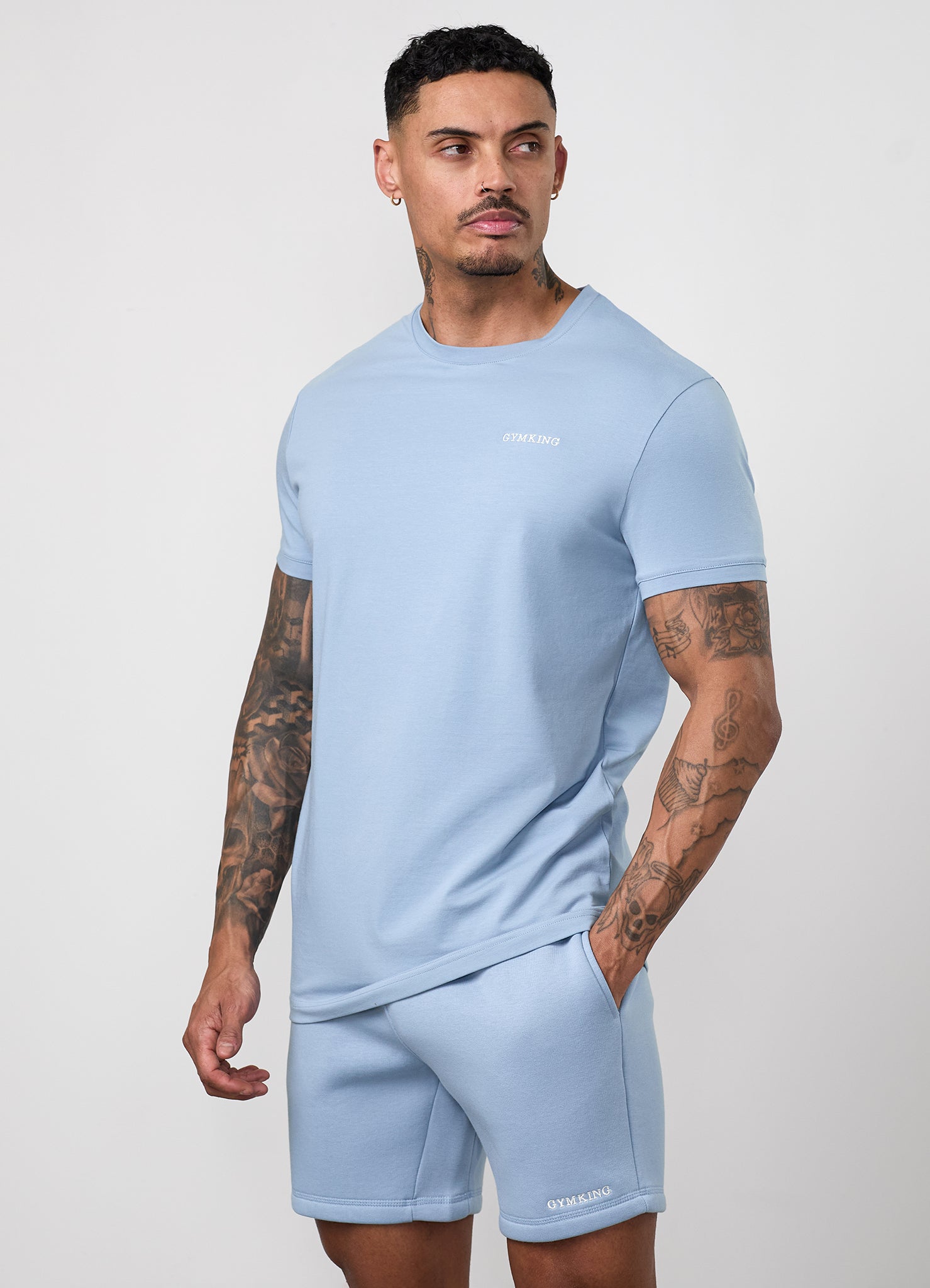Gym King Fundamental Linear T-Shirt - Powder Blue