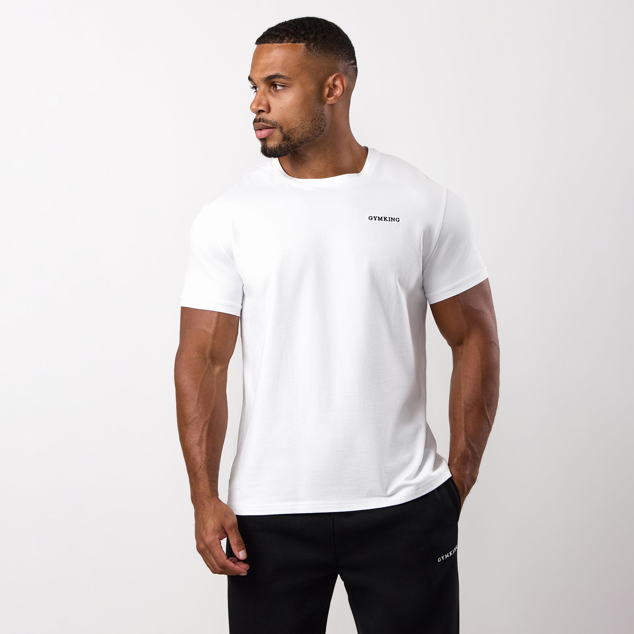 Gym King Fundamental Linear T-Shirt - White