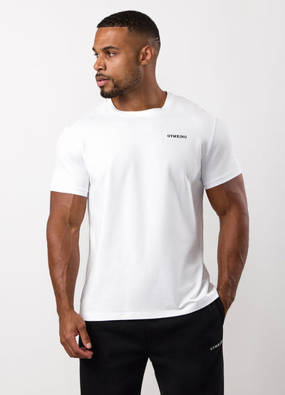 Gym King Fundamental Linear Tee - White