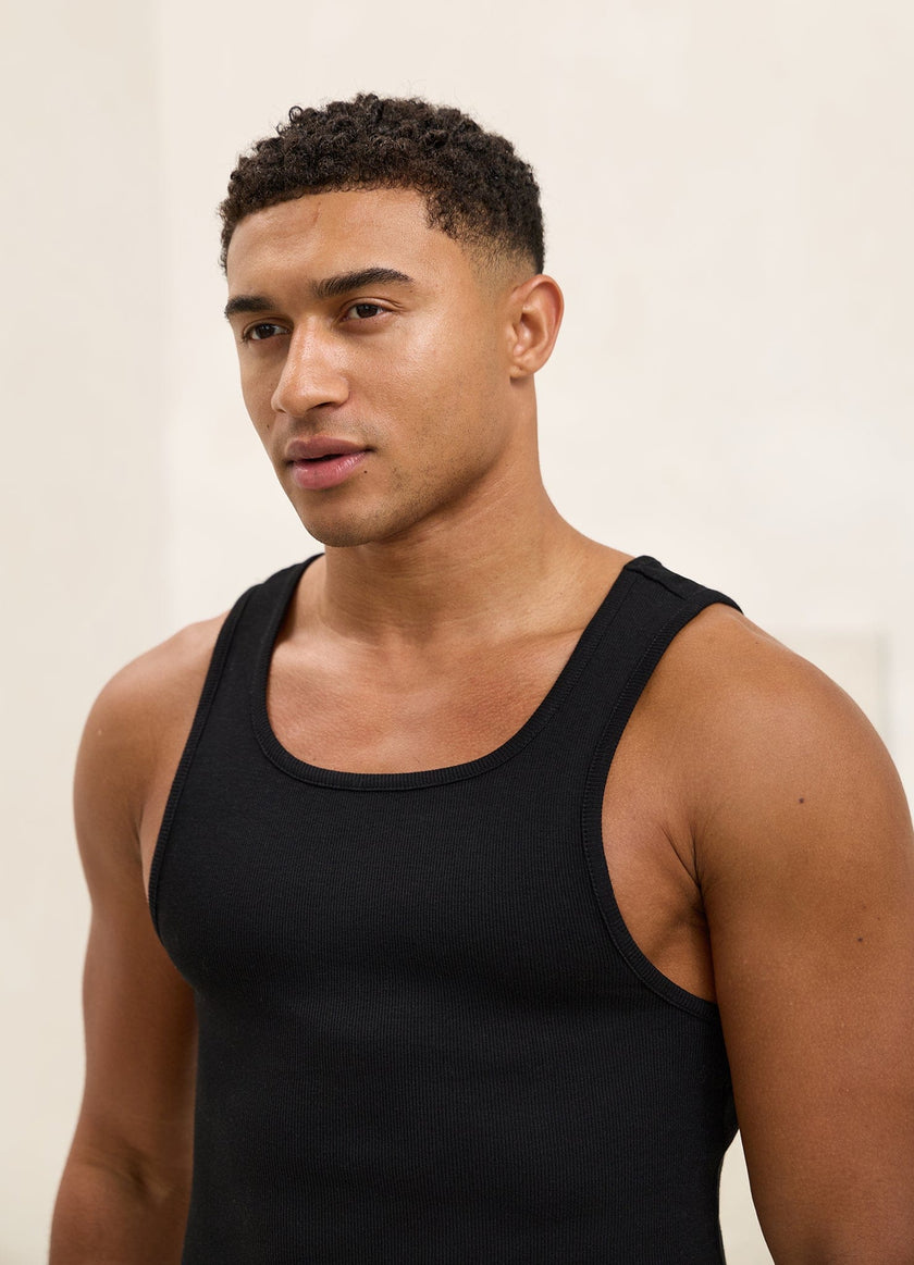 Gym King Fundamental Rib Vest - Black
