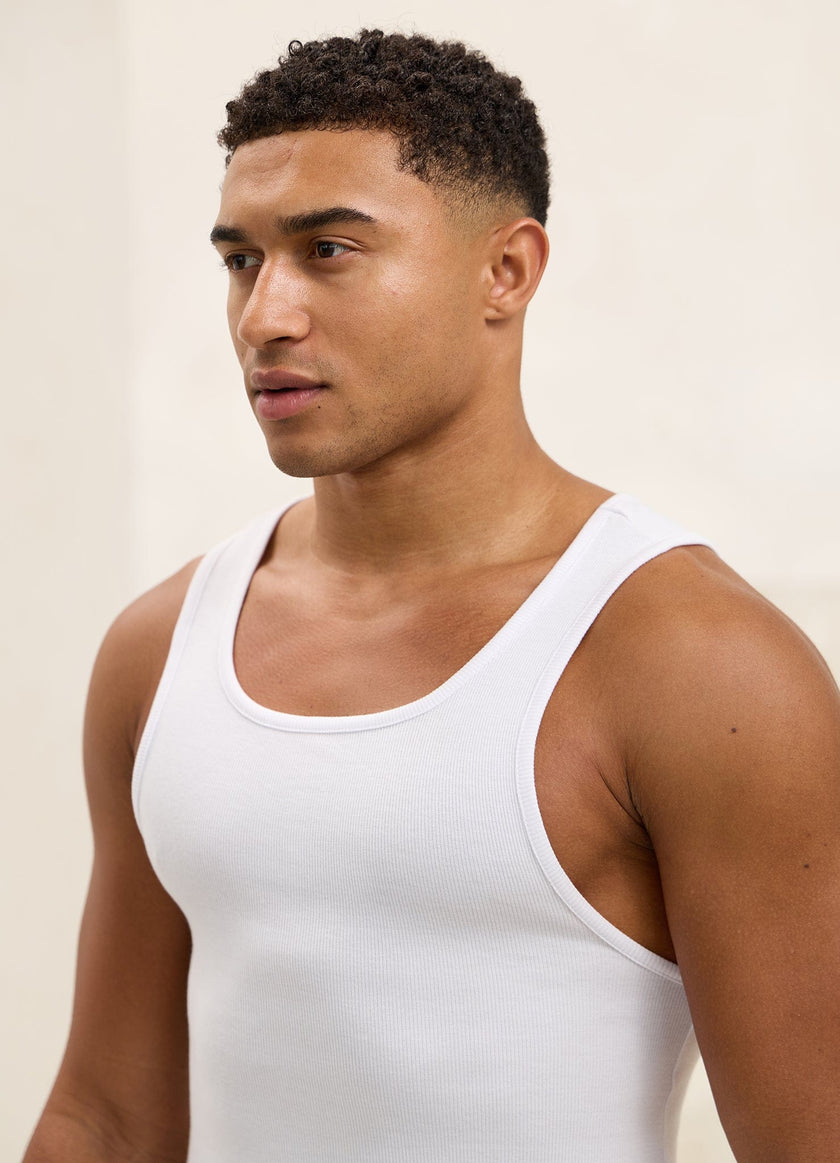 Gym King Fundamental Rib Vest - White