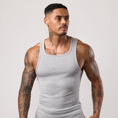 Gym King Fundamental Rib Vest - Grey Marl