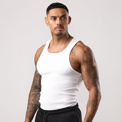 Gym King Fundamental Rib Vest - White