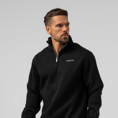 Gym King Fundamental Linear 1/4 Zip Funnel - Black