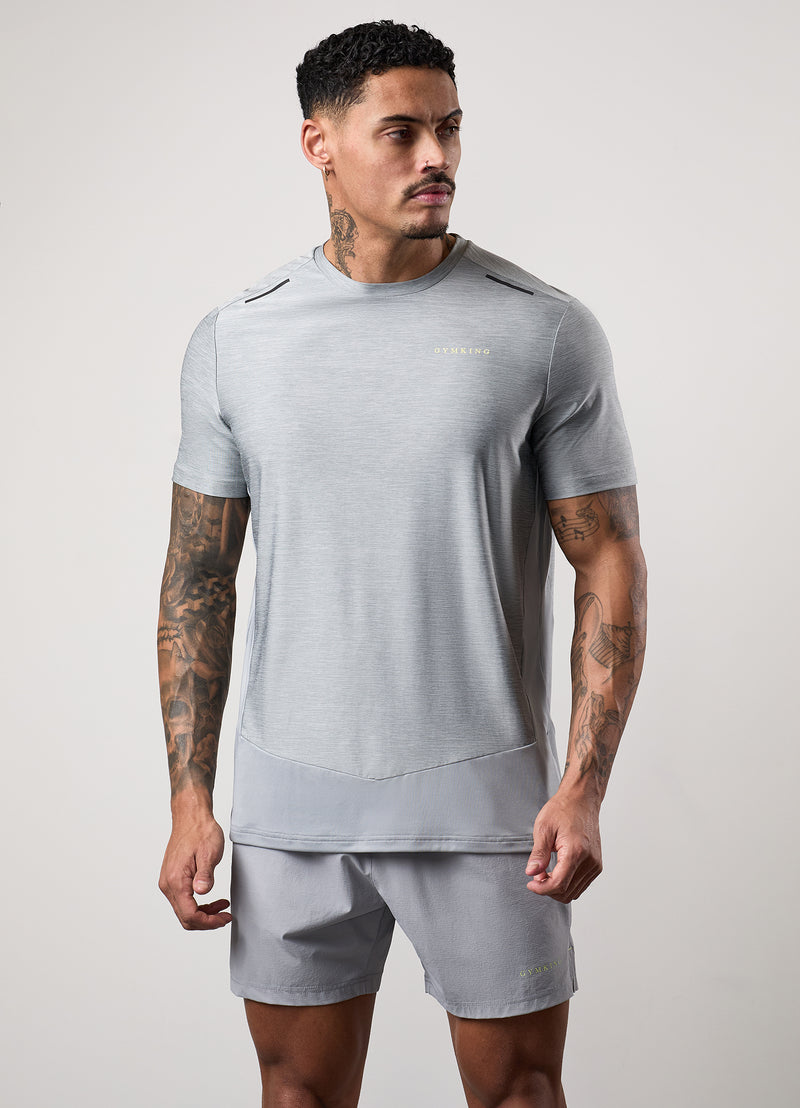 Gym King Fusion Hybrid Tee - Silver Grey