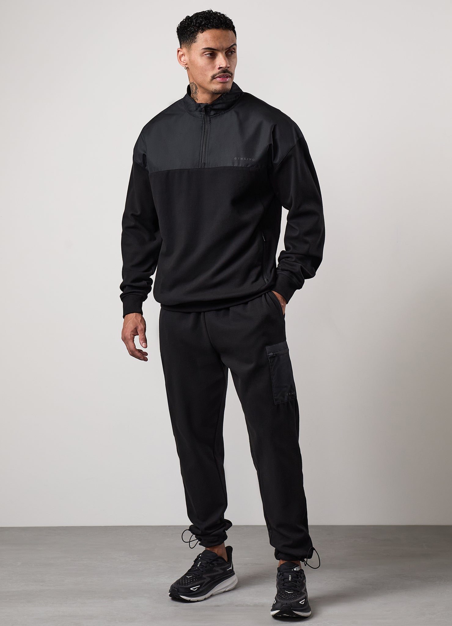 Gym King Fusion 1/4 Zip Tracksuit - Black