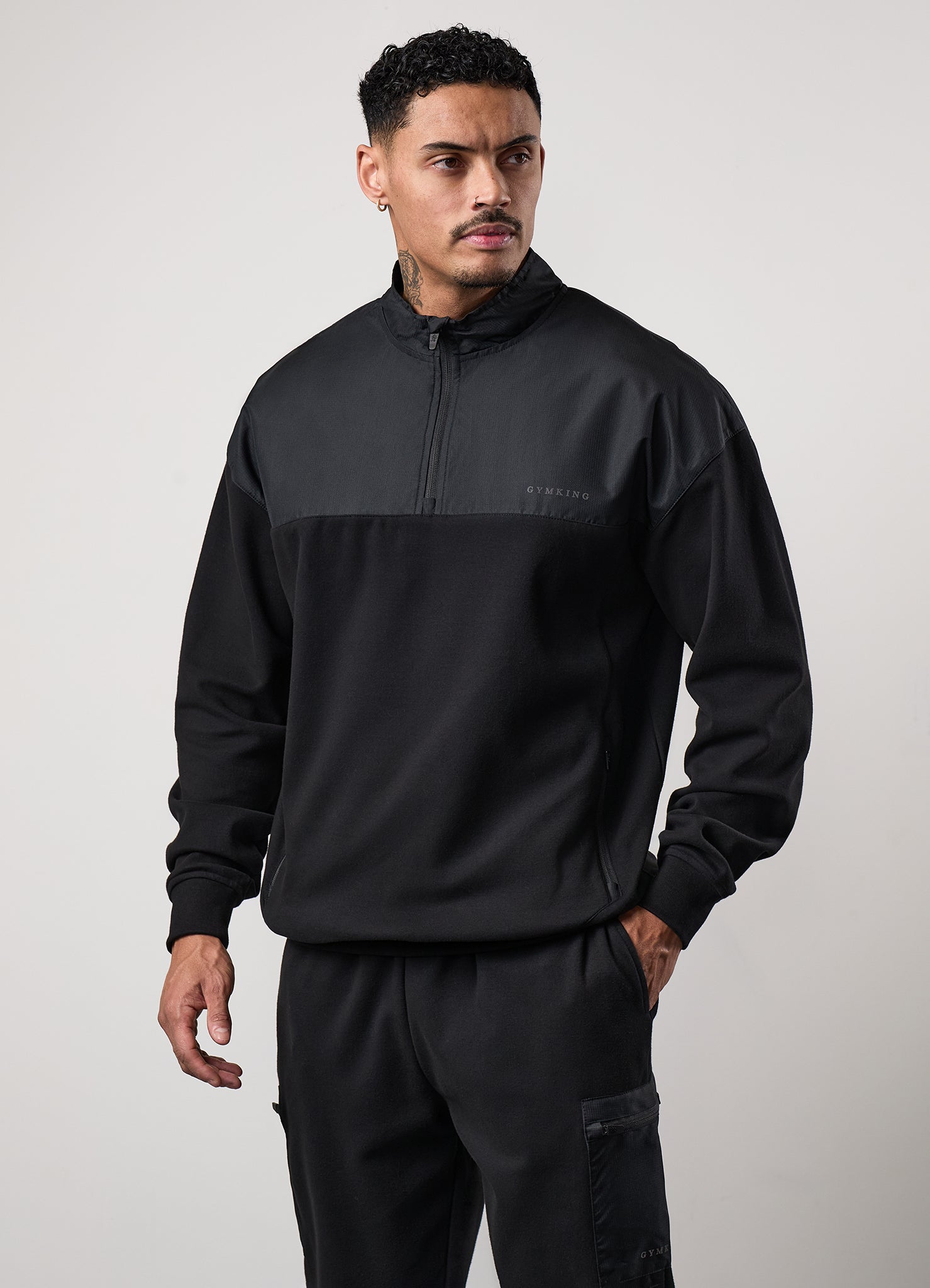 Gym King Fusion 1/4 Zip Tracksuit - Black