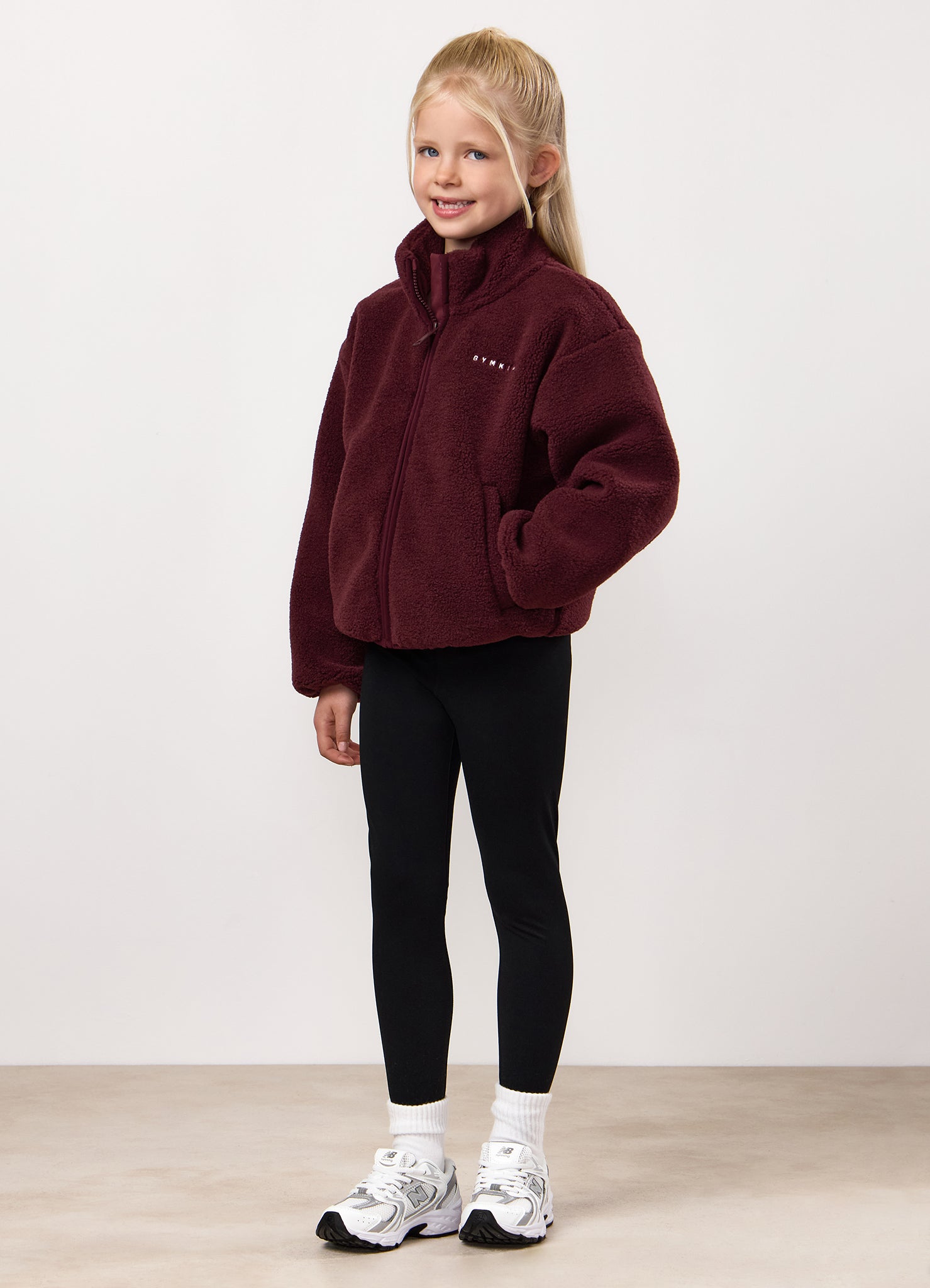 Gym King Kids Full Zip Borg Jacket - Fig