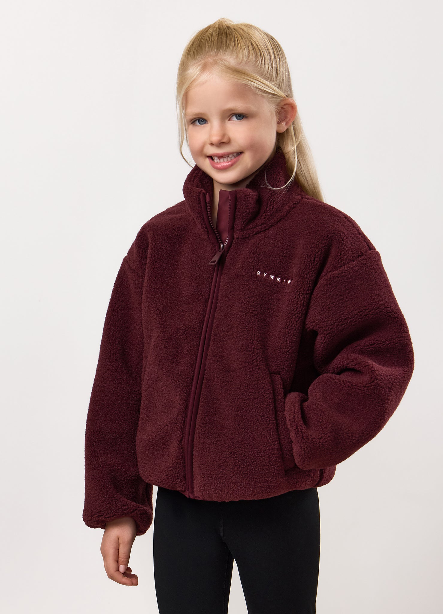 Gym King Kids Full Zip Borg Jacket - Fig