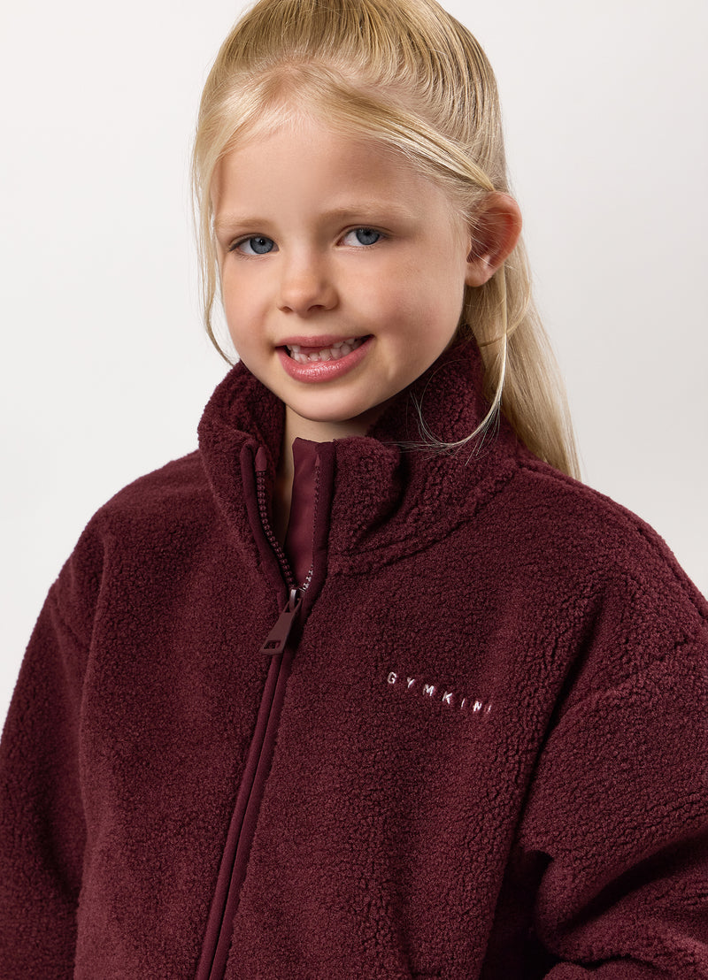 Gym King Kids Full Zip Borg Jacket - Fig