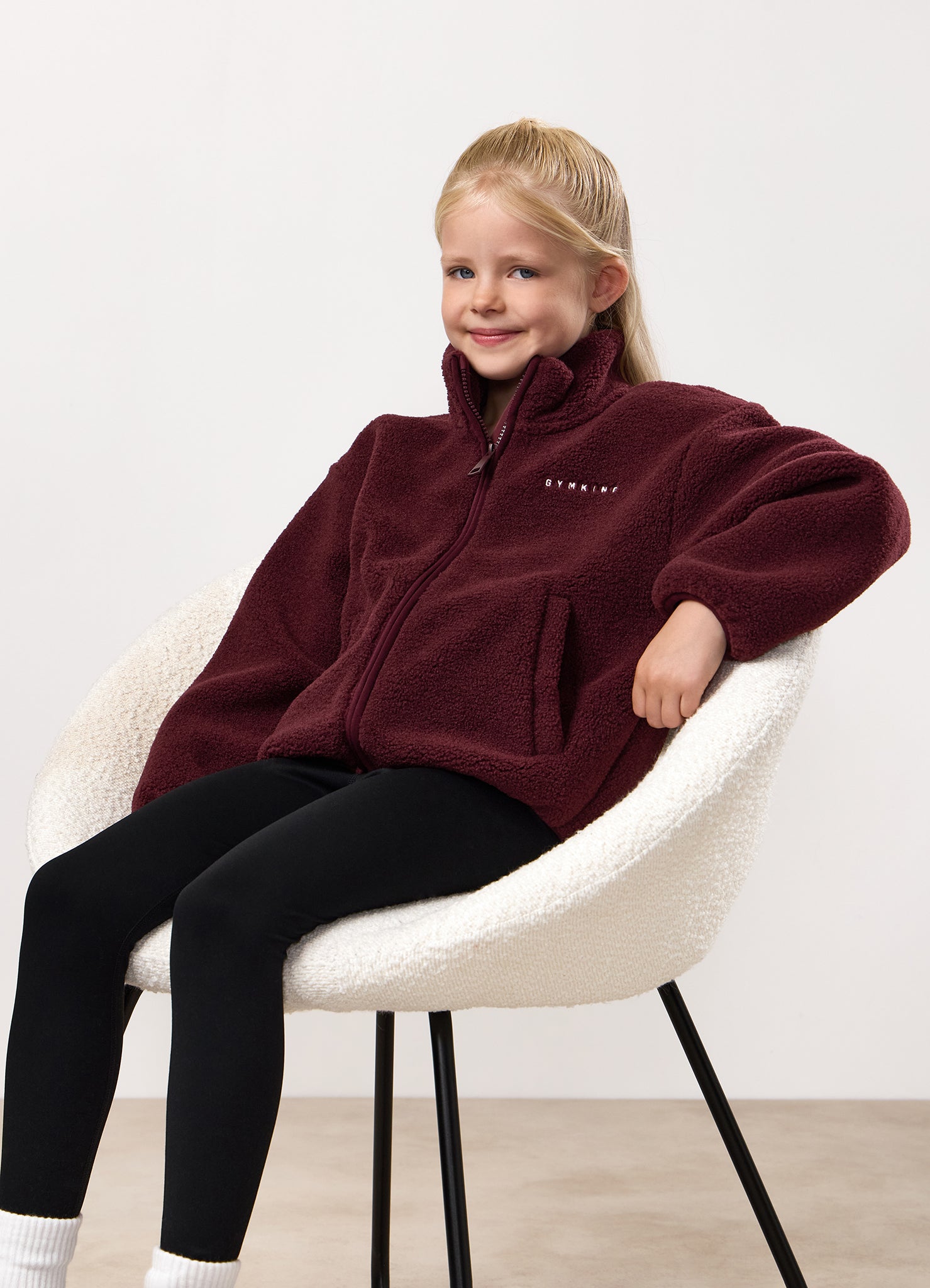 Gym King Kids Full Zip Borg Jacket - Fig