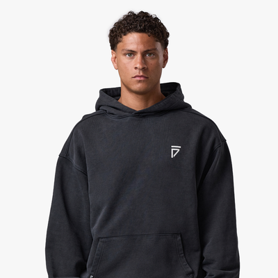 Gym King Fight Division Washed Gothic Hoodie - Vintage Black