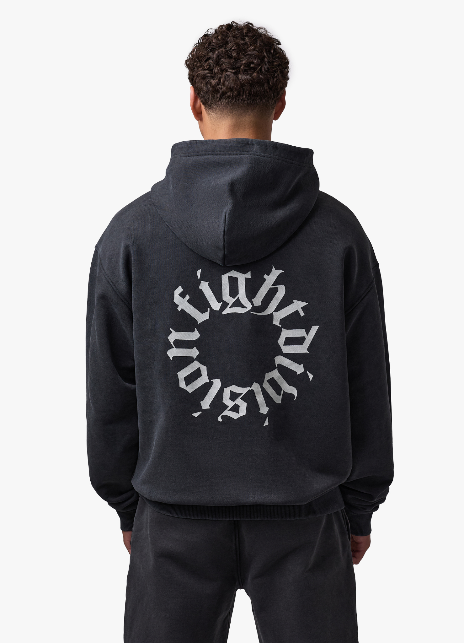 Gym King Fight Division Washed Gothic Hoodie - Vintage Black