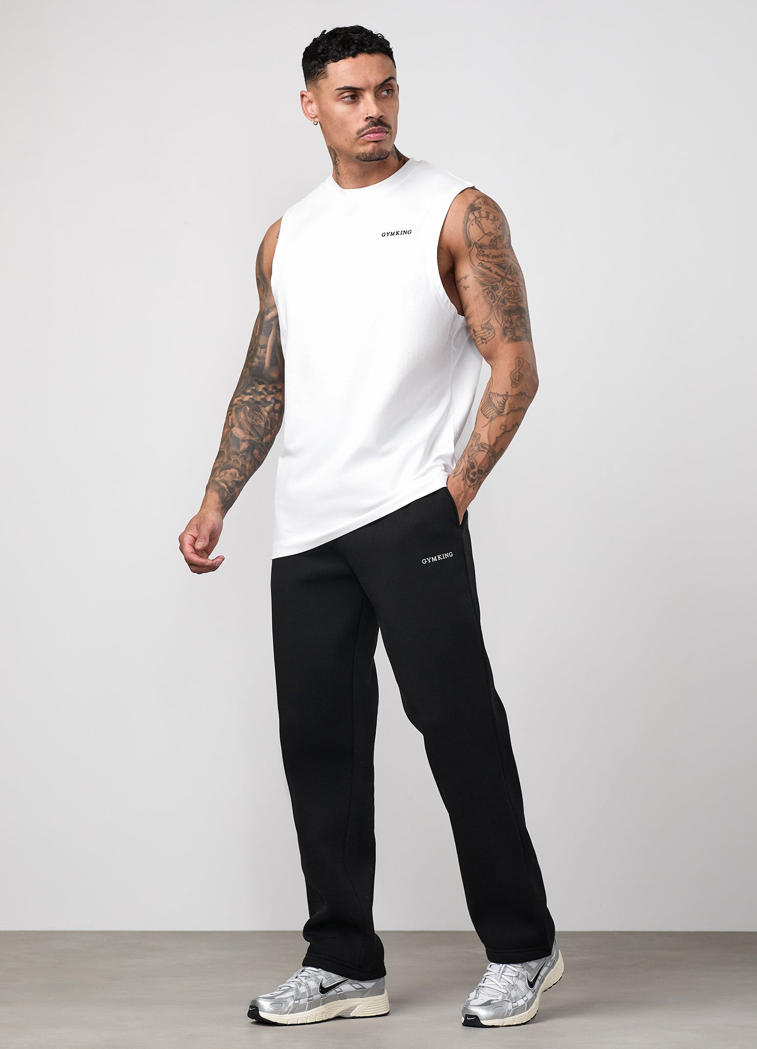 Gym King Fundamental Linear Jersey Tank - White