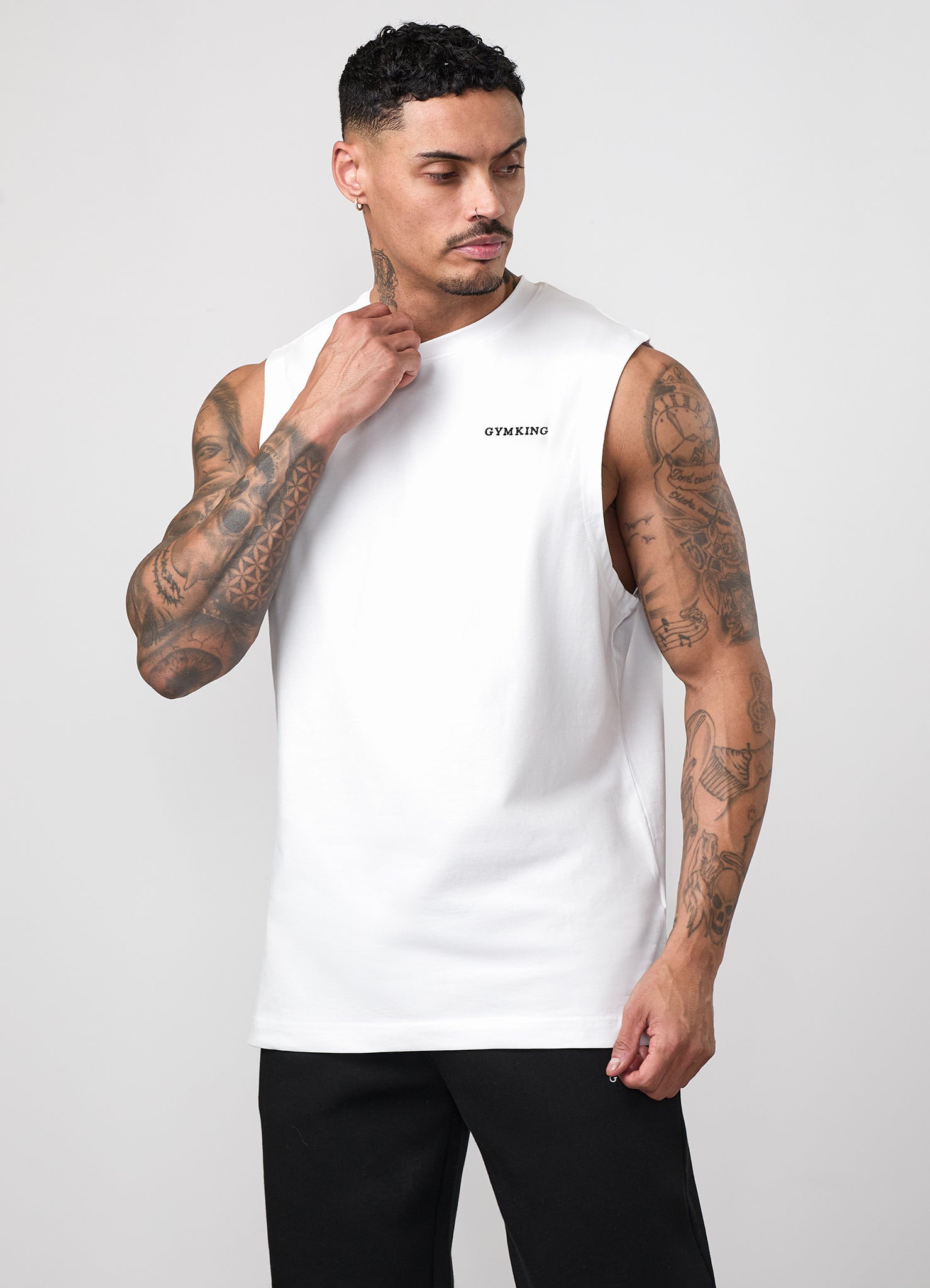 Gym King Fundamental Linear Jersey Tank - White
