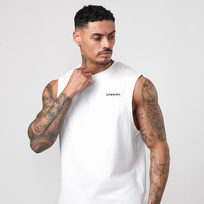 Gym King Fundamental Linear Jersey Tank - White