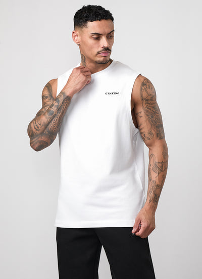 Gym King Fundamental Linear Jersey Tank - White