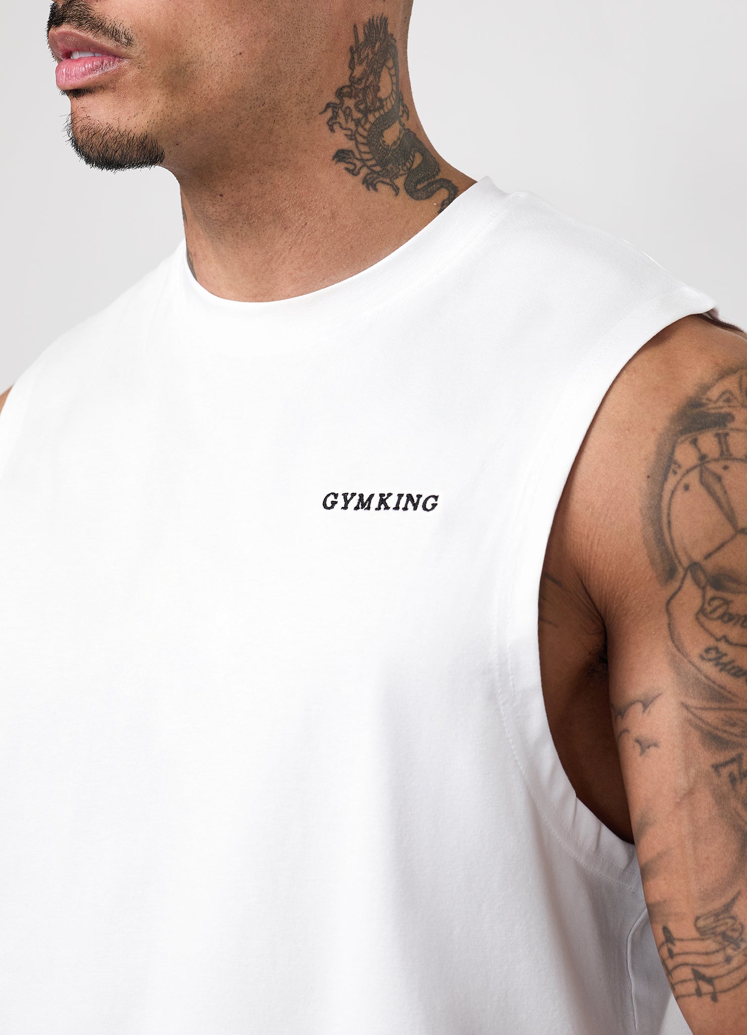 Gym King Fundamental Linear Jersey Tank - White