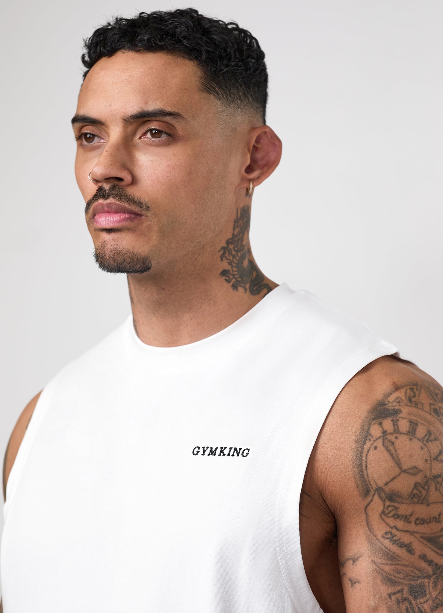 Gym King Fundamental Linear Jersey Tank - White