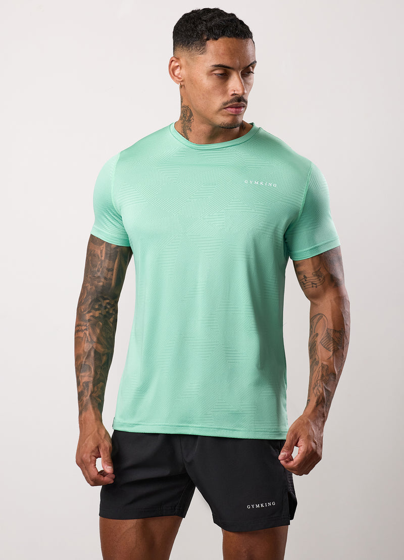 Gym King Geometric Knit Tee - Apple Green