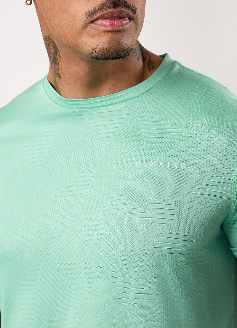 Gym King Geometric Knit Tee - Apple Green