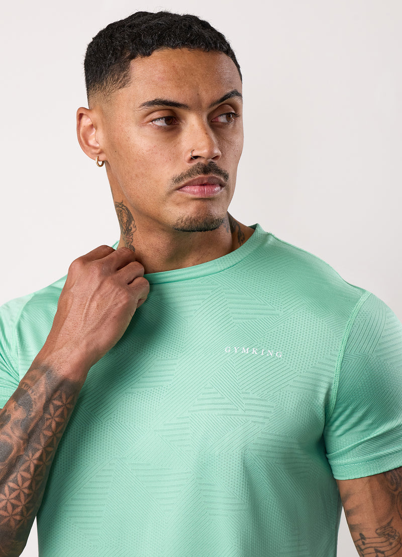 Gym King Geometric Knit Tee - Apple Green