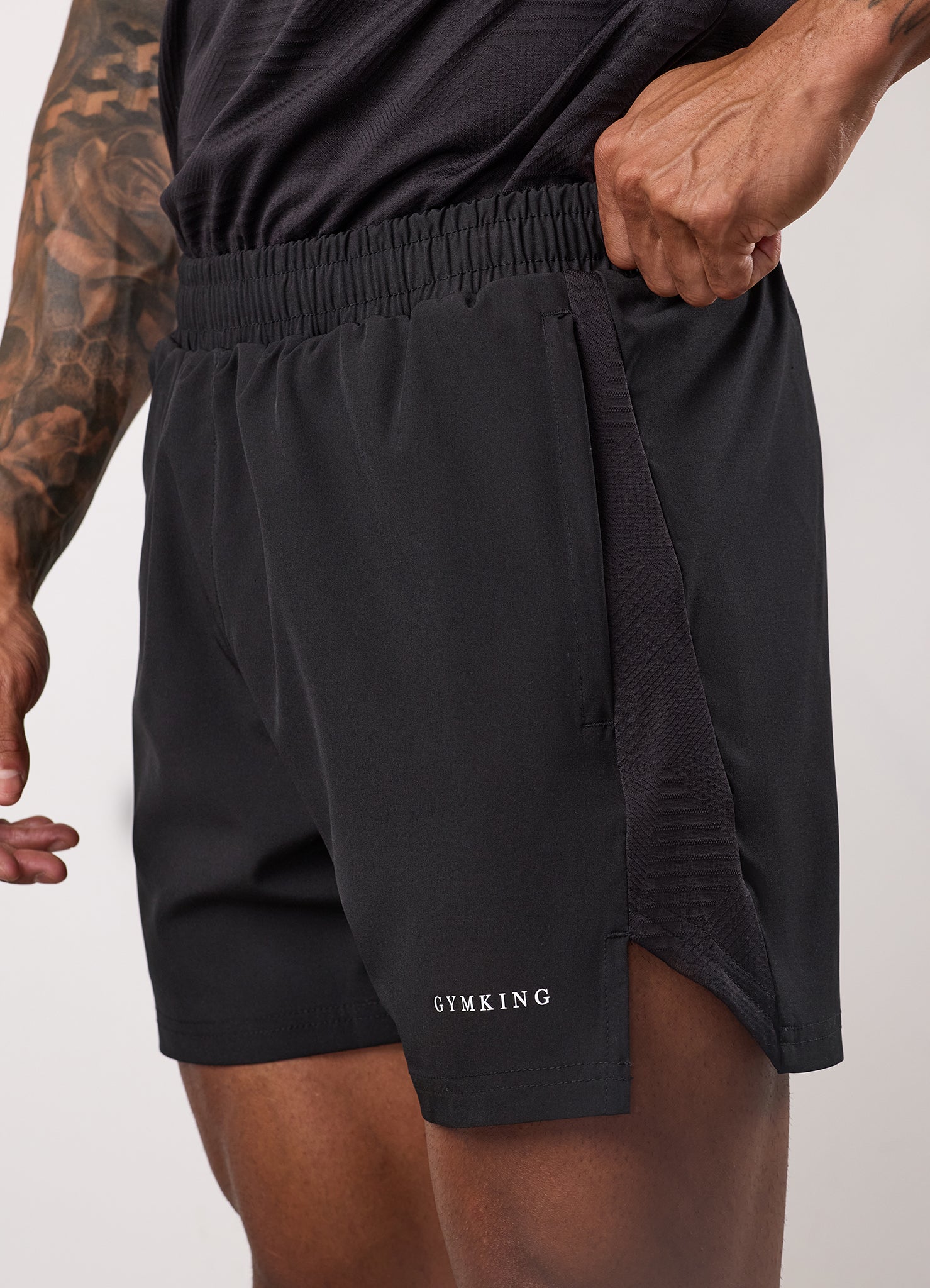 Gym King Geometric Knit Linear Short - Black