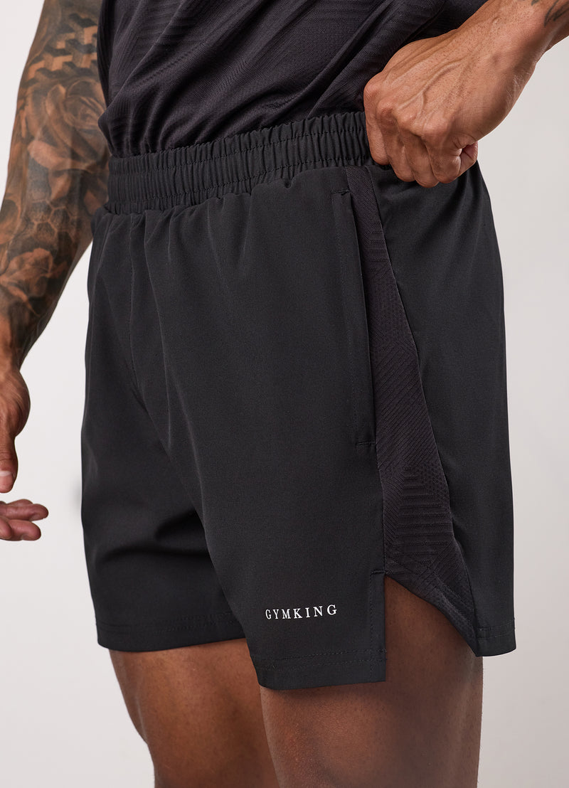 Gym King Geometric Knit Linear Short - Black