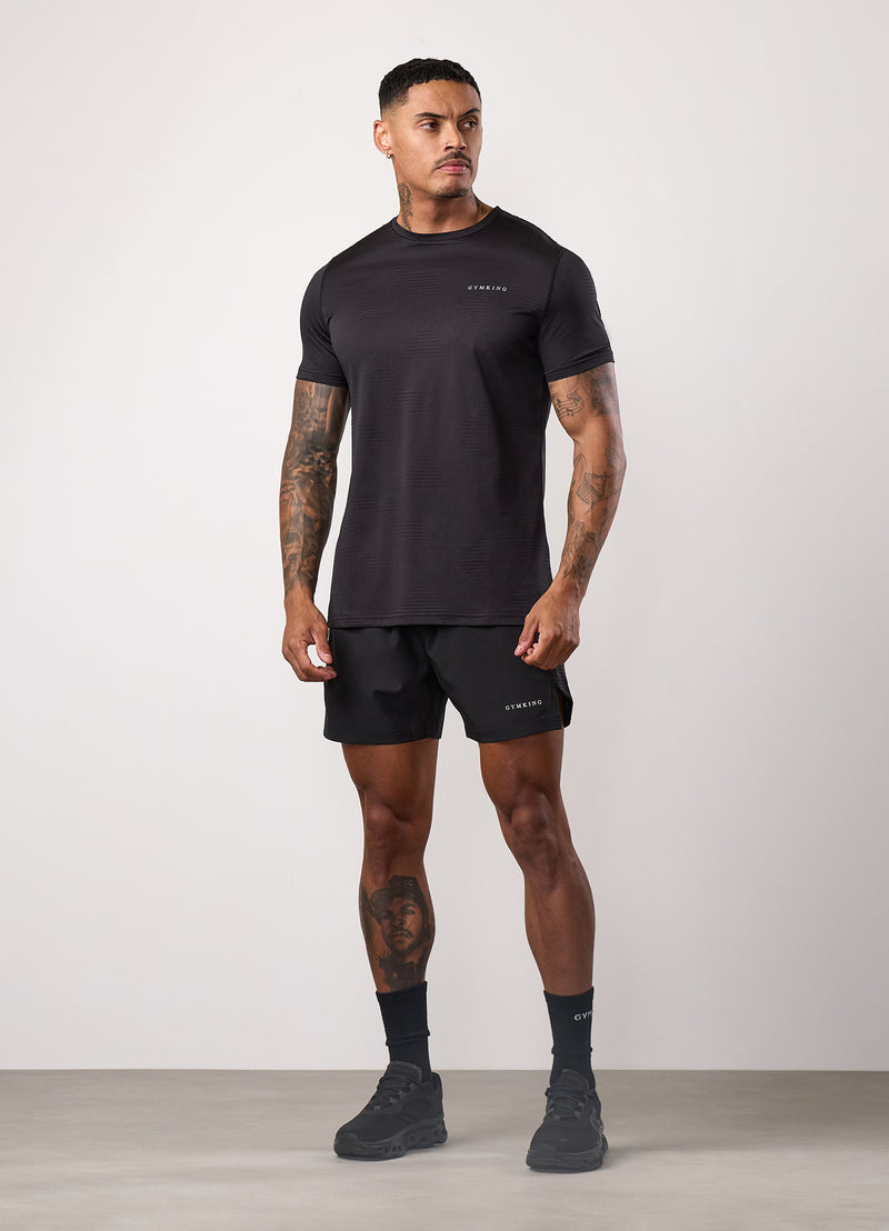 Gym King Geometric Knit Linear Tee - Black