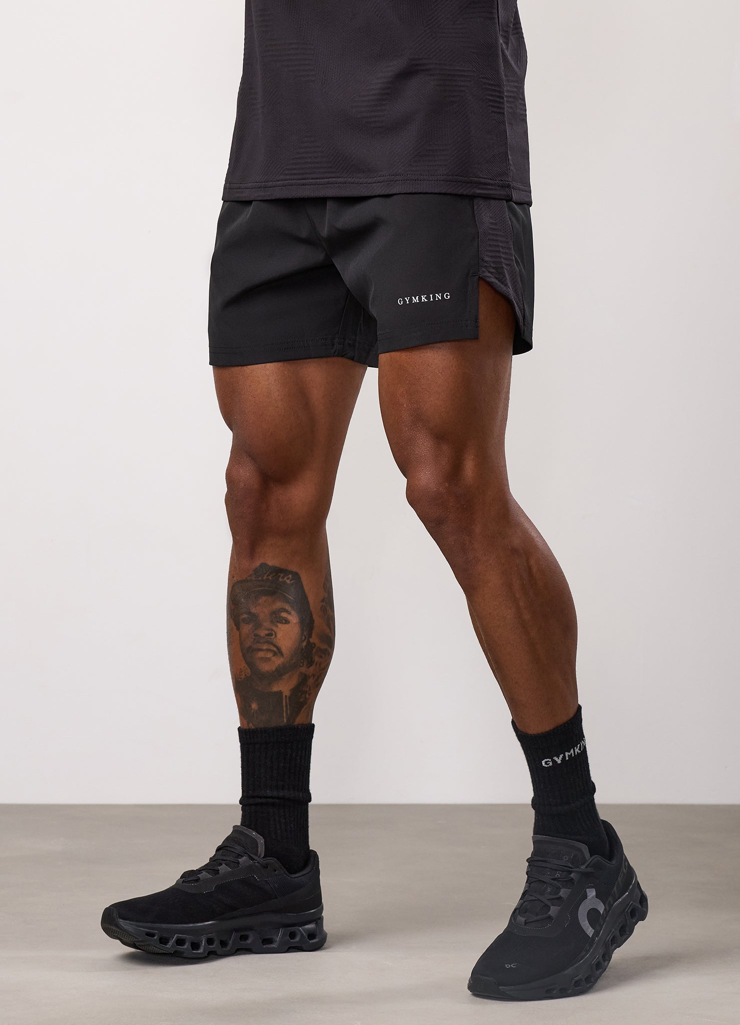 Gym King Geometric Knit Linear Short - Black