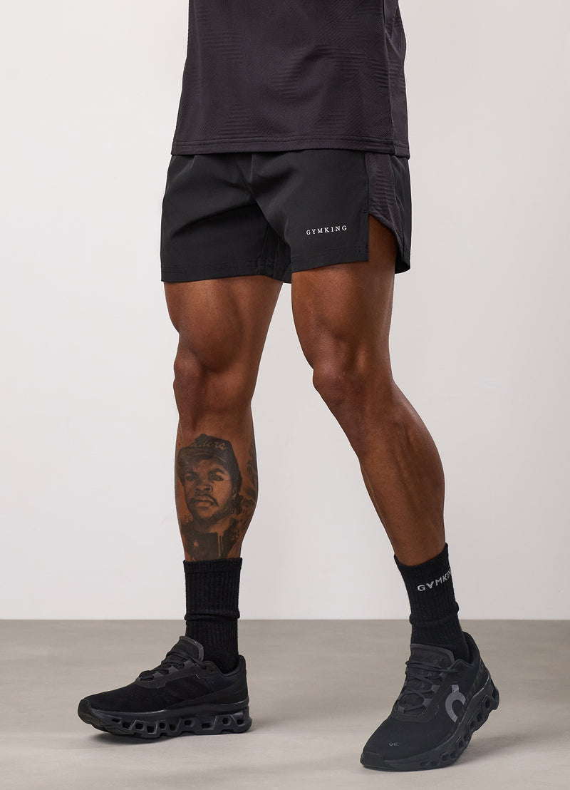 Gym King Geometric Knit Linear Short - Black