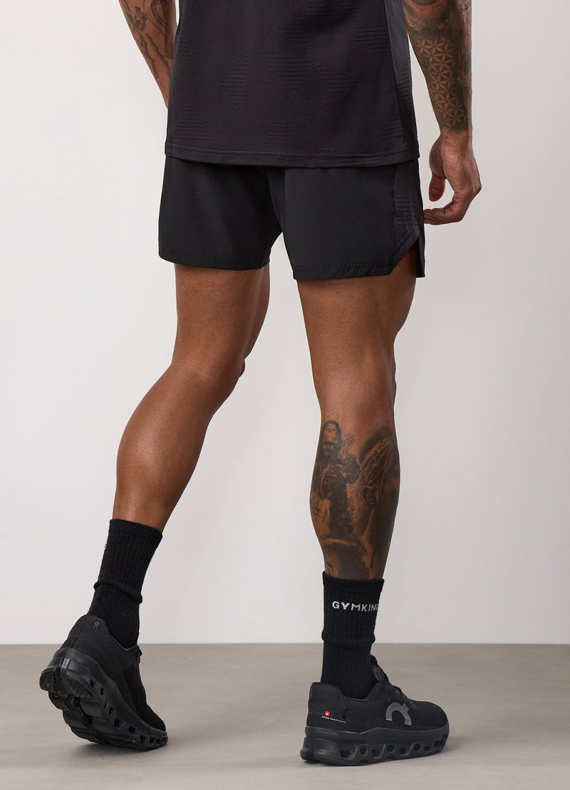 Gym King Geometric Knit Linear Short - Black