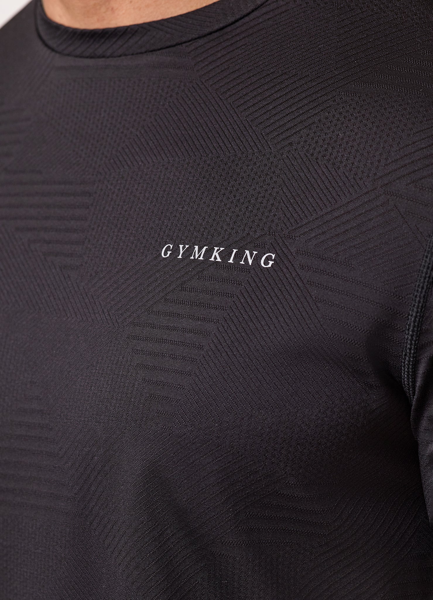 Gym King Geometric Knit Linear Tee - Black