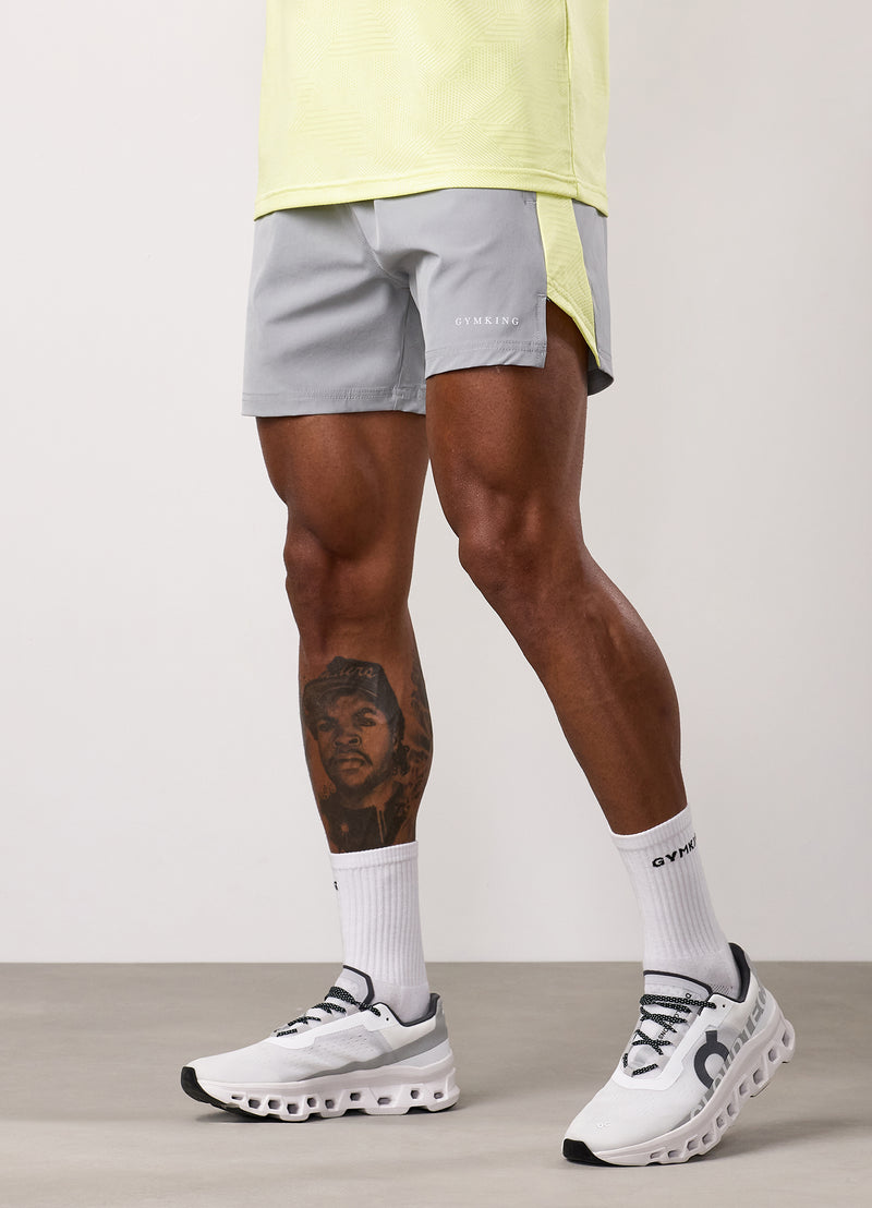 Gym King Geometric Knit Short - Urban Grey/Limelight