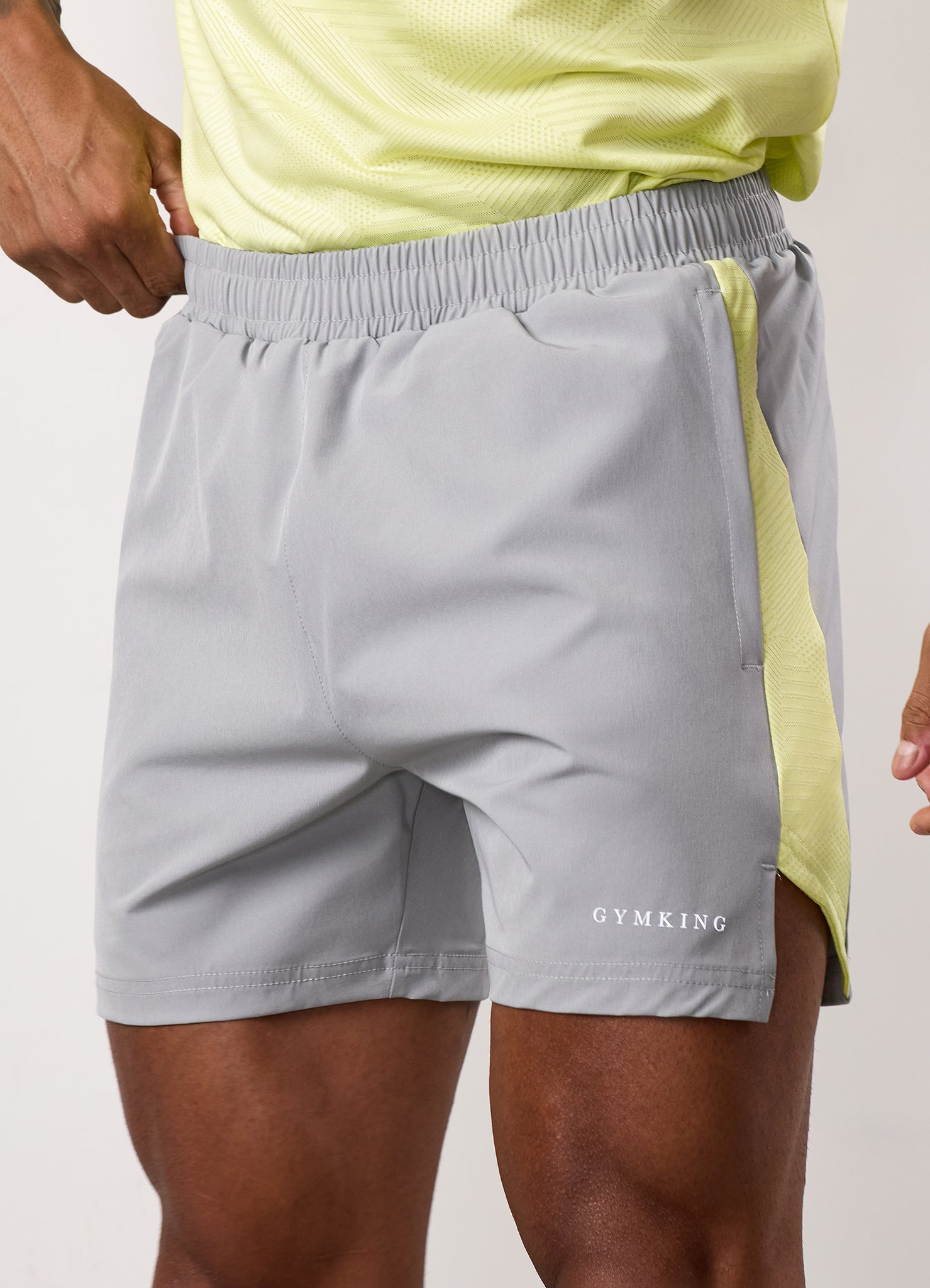 Gym King Geometric Knit Short - Urban Grey/Limelight