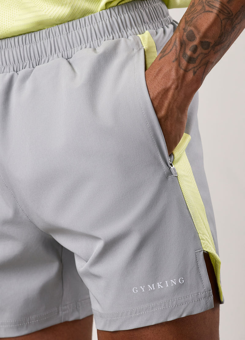 Gym King Geometric Knit Short - Urban Grey/Limelight