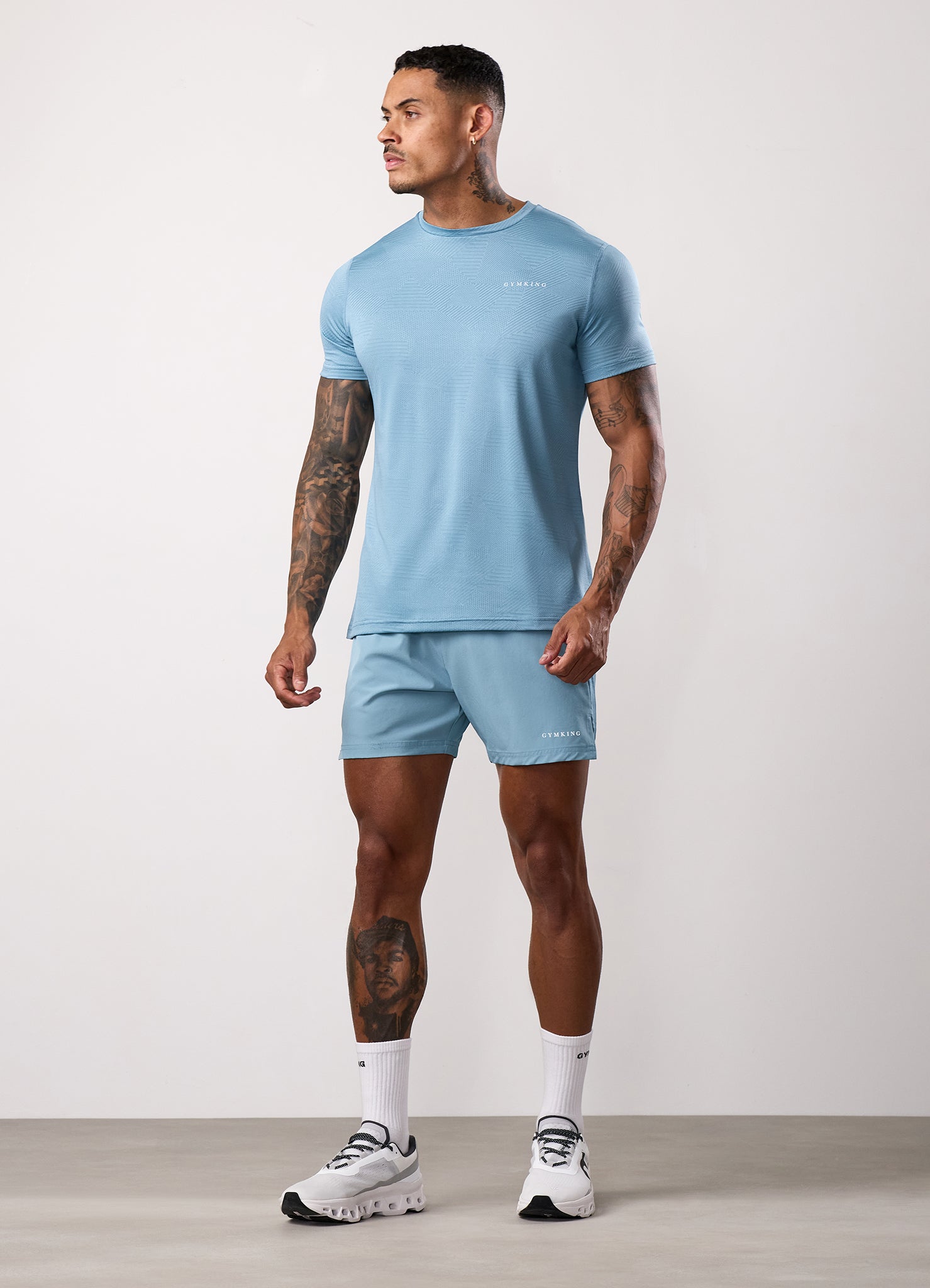 Gym King Geometric Knit Short - Sea Mist