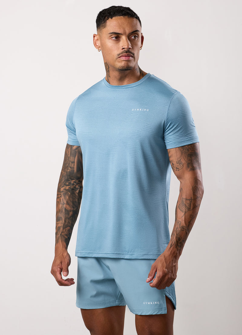 Gym King Geometric Knit Tee - Sea Mist