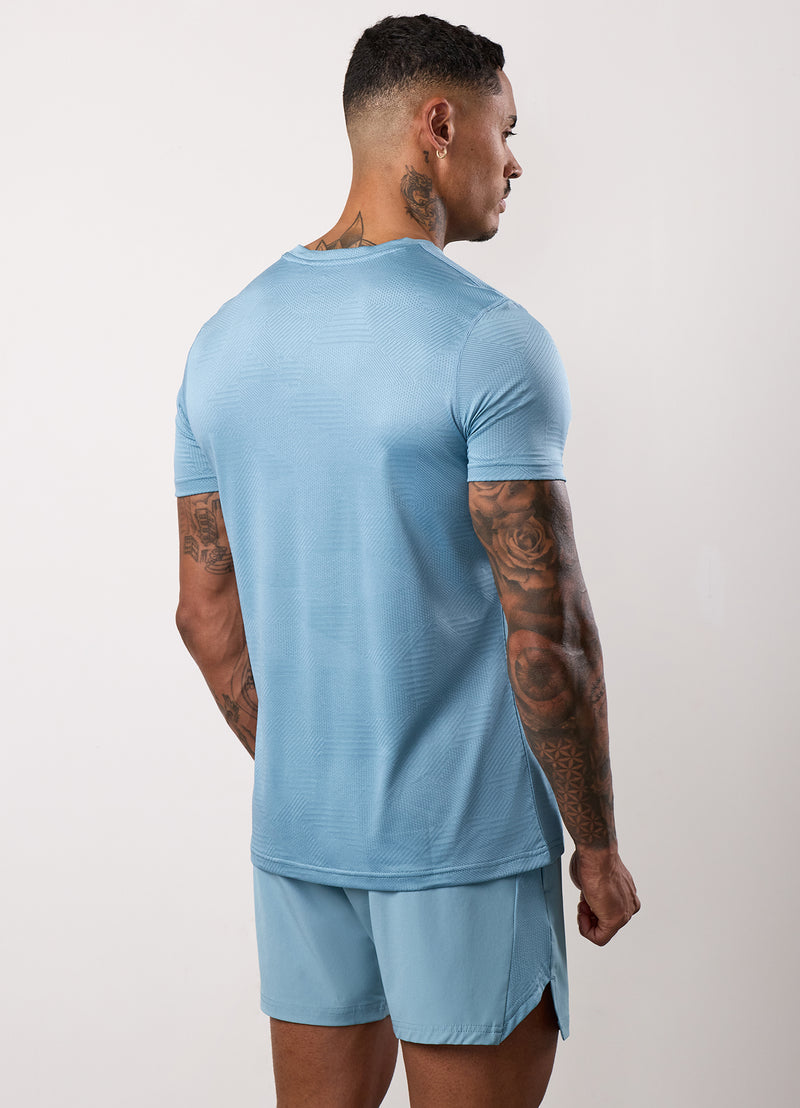 Gym King Geometric Knit Tee - Sea Mist