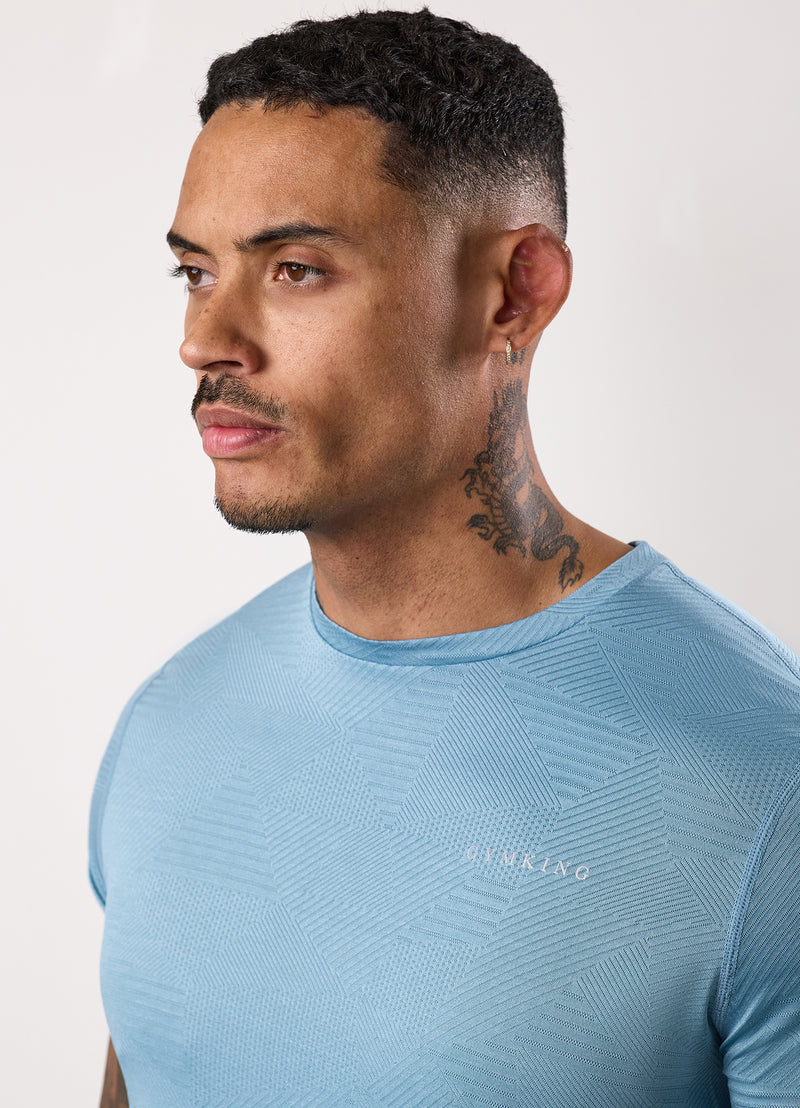 Gym King Geometric Knit Tee - Sea Mist
