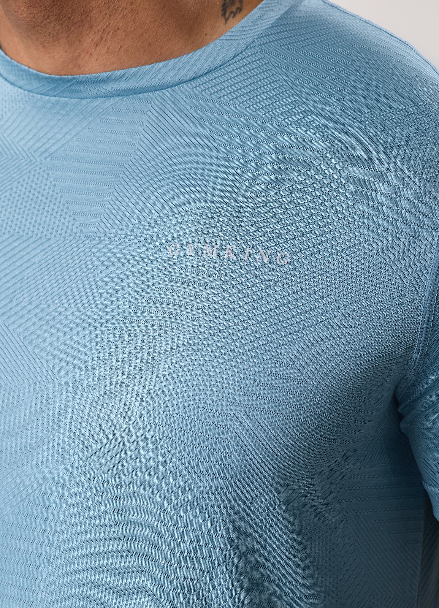 Gym King Geometric Knit Tee - Sea Mist