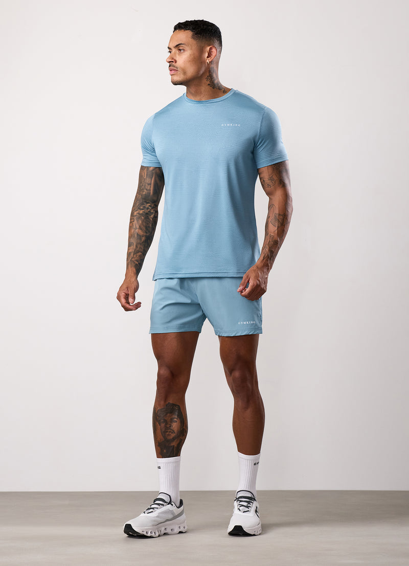 Gym King Geometric Knit Tee - Sea Mist