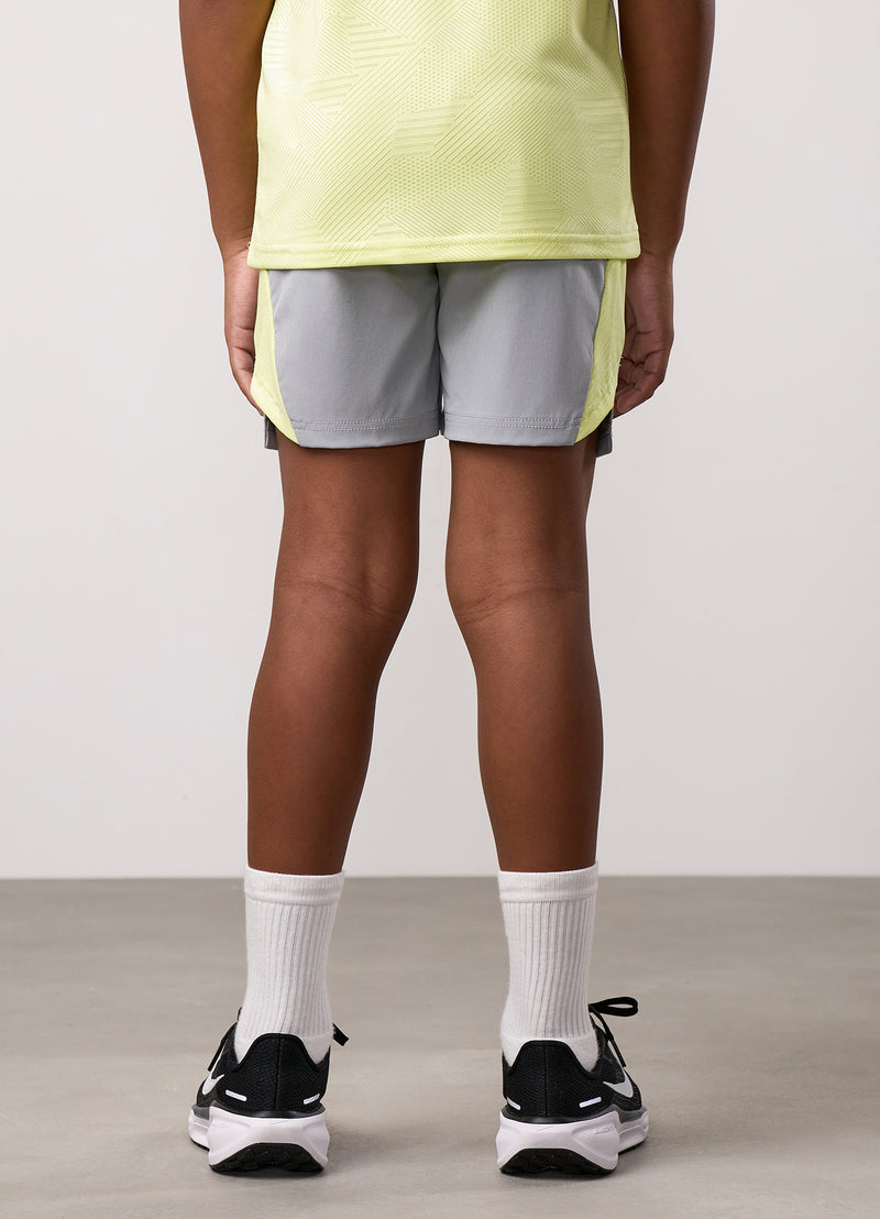 Gym King Kids Geometric Knit Short - Urban Grey/Limelight