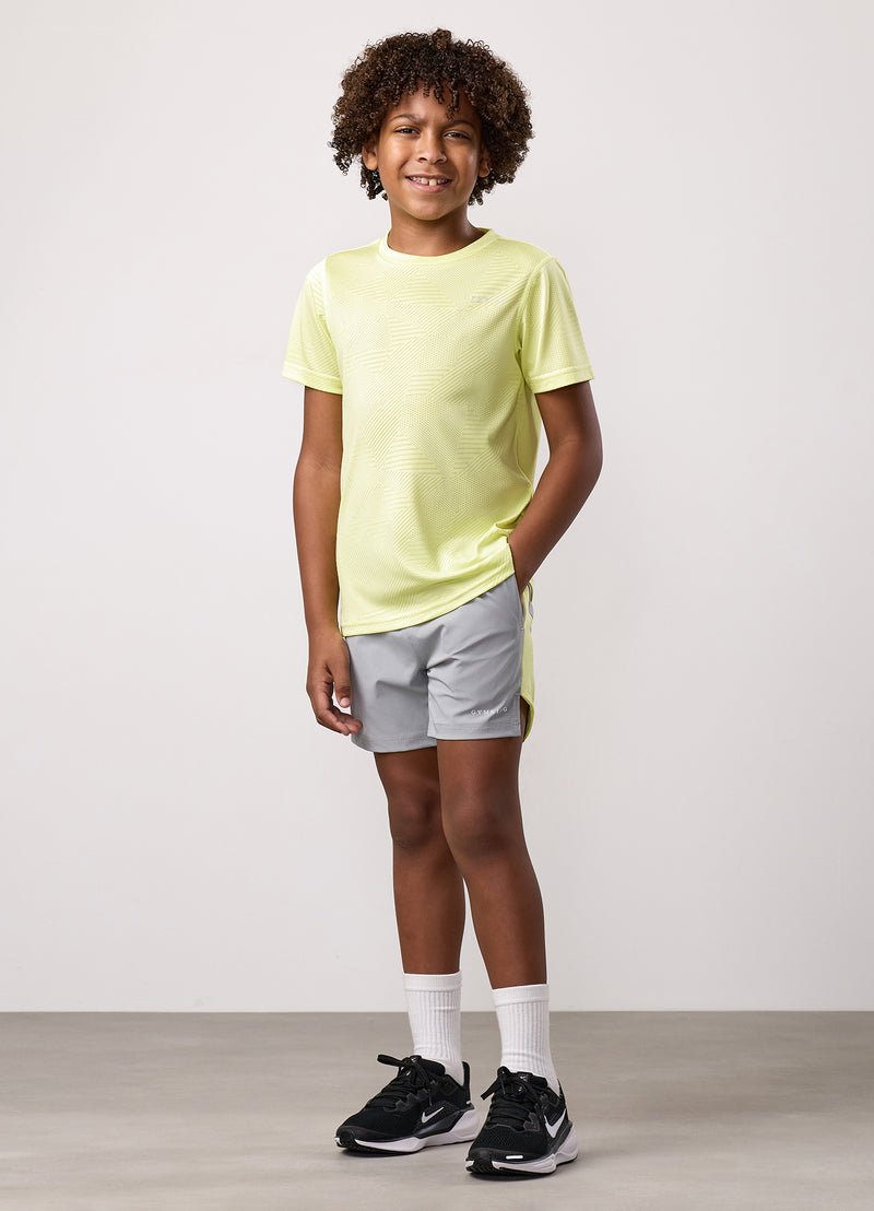 Gym King Kids Geometric Knit Short - Urban Grey/Limelight