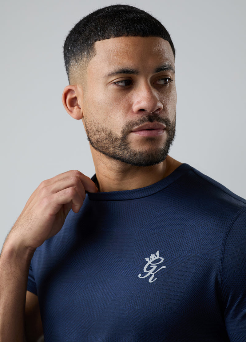 Gym King Geometric Knit Tee - Navy