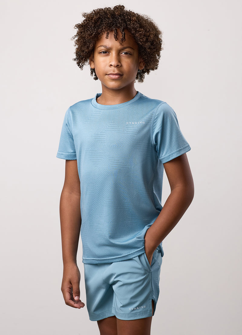 Gym King Kids Geometric Knit Tee - Sea Mist