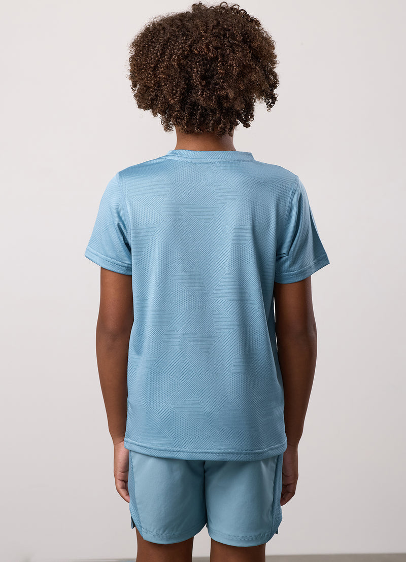 Gym King Kids Geometric Knit Tee - Sea Mist